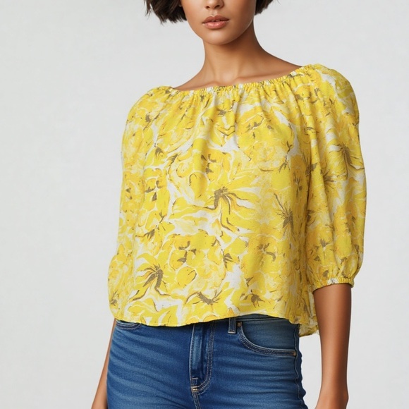 White House Black Market Tops - White house black market floral chiffon off shoulder swing top ❤️